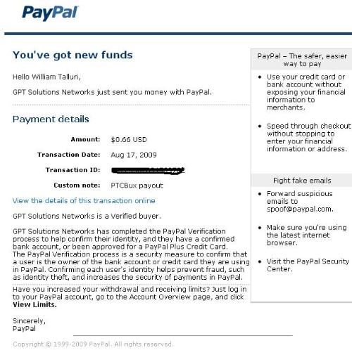 PTC BUX Payment Proof - This is my 7th Payment from PTC BUX.