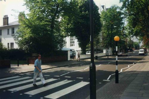 The Famous crossing in Abbey Road, London - This is me in 1998 crossing the road on the same crossing the The Beatles made famous on thier album cover!