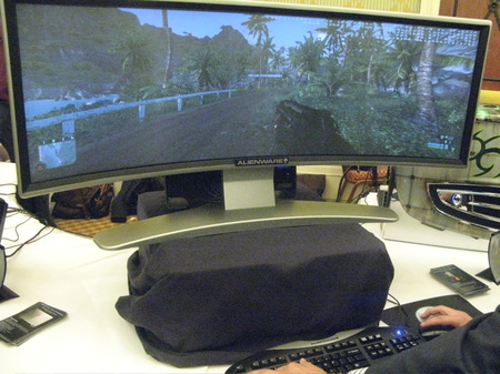 Computer monitor - This is a brand new wrap around- monitor which is commonly used in FPS ( first person shooter games). It works well because you can see all around you instead of being shot from either side.