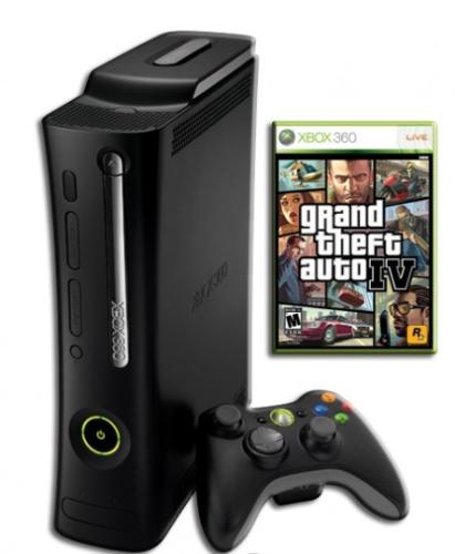 Gran Theft Auto Xbox360 version - This photo includes the Xbox360 Elite console with the game Grand Theft Auto IV