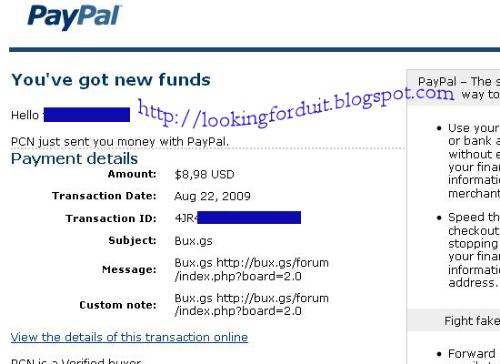 proof of payment - Proof of payment from bux gs (one of my favorite PTC) check http://lookingforduit.blogspot.com to get more information about making FREE money source.