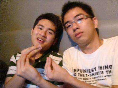 My best fren and I - My fren is going to fly to canada to pursue his degree. The photo was taken during the farewell dinner.