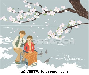 bird, disabled - bird, disabled, cherry blossom, tree, wheelchair, social welfare