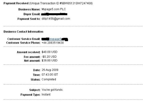 Mypage5 Payment Proof - I recieved my second payment from this site.. mypage5. .The best socializing site i worked for . .:)