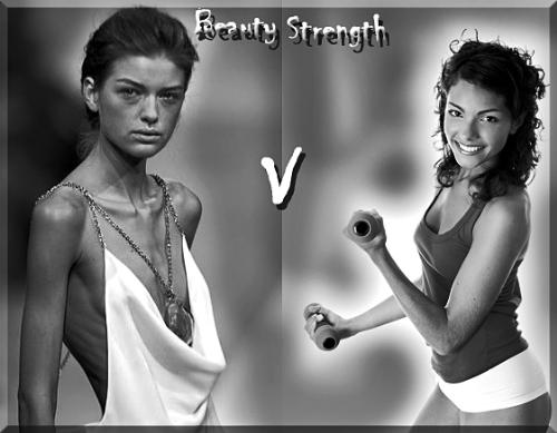 Strength Vs Beauty - A little something I banged together on photoshop to try and show the way I see the two variables. I did think about going for a full blown muscle shot, but when I saw the one on the right after searching &#039;toned muscles&#039; I decided I would use that instead of the creepy muscular men I saw in the previous searches lol!