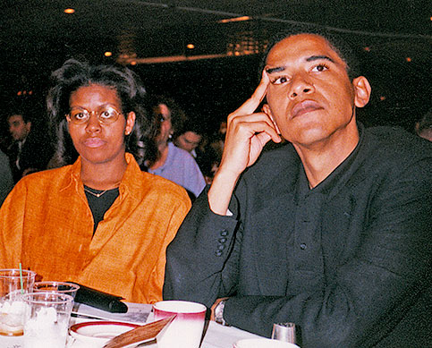 put on your happy face - Barack Obama and Michelle OBama Nov 2008