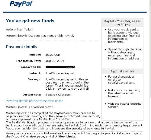 Joy-click Payment Proof - Joy-Click Payment after 2 months