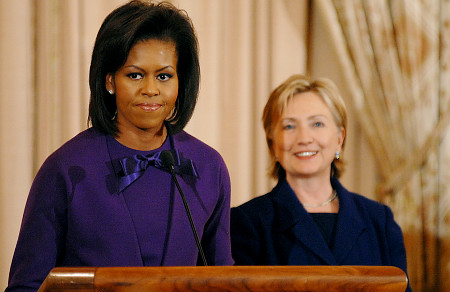 frenemies - Michelle and Hillary Clinton at Black Caucus 2008