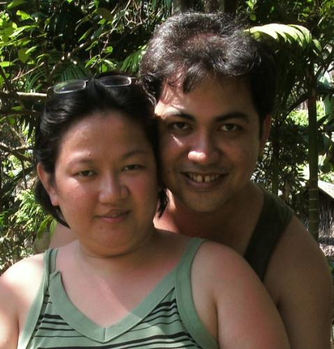 me and my hubby - photo from his aunt's backyard during our short vacation in the province