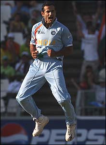 Irfan Pathan - Irfan Pathan The great Indian Bowler was showing his excitement in this way.