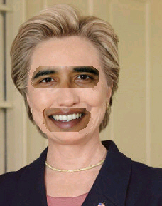 when the mask comes off - barack obama wearing hillary clinton mask