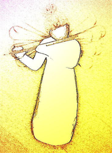 Angel in Light - A manipulated image of a Willow Tree Angel. Picture of angelic light!
