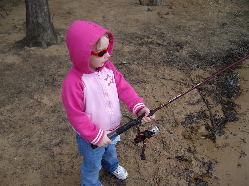 My Little Izzy - This is how you go fishing on the east coast when your Momma is from the west coast LOL