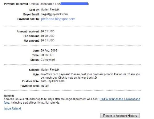 3rd payment from joyclick - this is my long awaited 3rd payment from joyclick ever since they put ads on hold because of shortage of money.