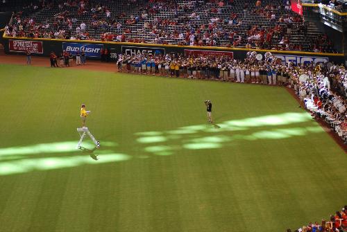 Bands Playing - a bunch of school bands playing before the game at Chase Field, Phoenix, AZ