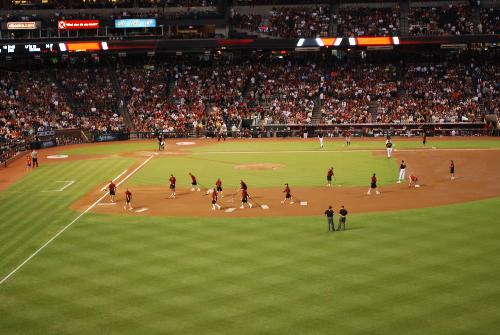 Grounds Crew - Grounds Crew in between innings, Chase Field, Phoenix, Arizona, August 29, 2009
