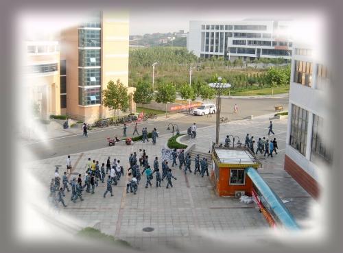 new students  - New students attend military training in my university.