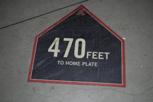 Chase Field - Marker of feet from home plate at Chase Field, Phoenix, Arizona, August 29, 2009