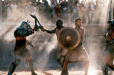 Gladiator - A screen caption of the movie gladiator. Arena fight.