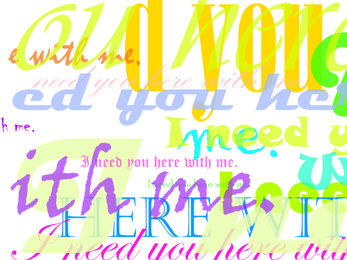 Affection - I found a site in which, you provide a word or phrase then they will generate an art out of it. I tried it many times and saved my favorites. Aside from that, I use Paint.net to make my own and here it the result.