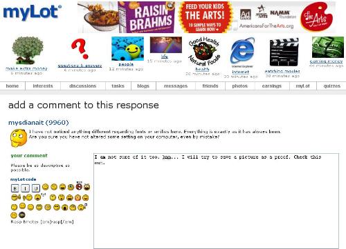 mylot changes - fonts and smileys seems smaller
