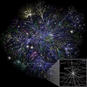 Artist depiction of the internet and how it works - This is an artists visualization of the internet as a whole and how it is connected