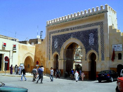 Fez Medina - This is the main entrance to the Medina in Fez. Medina literally means city, but in Morocco it's used to refer to 'old cities' enclosed in walls that are used as marketplaces.