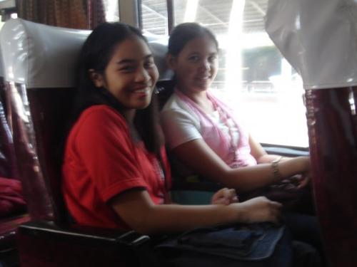 me with my friend - me with my friend, still in the school bus!