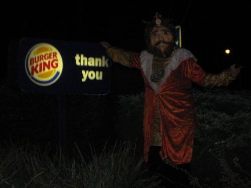 Halloween Costumes - For Halloween of 2008 I decided to be the Burger King King. I went through the drive through, ordered 10 whopper jrs and put on my mask as I pulled up to the window. The crew laughed and thought it was quite funny. I think they did get a little irritated with me as I walked around the building getting my picture taken!   I brought the whopper jrs. to a local bar where my husbands band was playing for a costume party. I acted the part and handed out the whoppers to random people. The patrons of the bar got quite a kick out of my costume, and I must say it was the best one I have come up with yet!