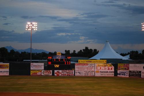 Hi Corbett - Scoreboard before game time at Hi Corbett, Tucson, Arizona, August 31, 2009
