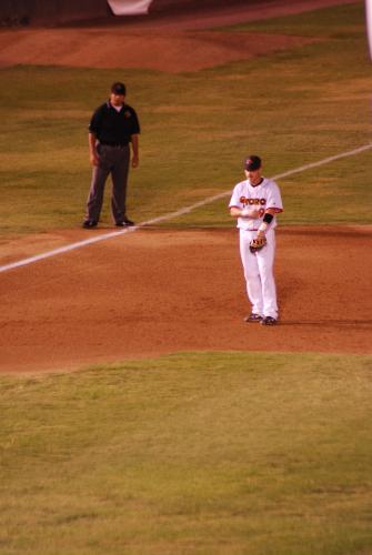 Skip Adams - Skip playing 3rd base in the 2nd inning at Hi Corbett, Tucson, Arizona, August 31, 2009
