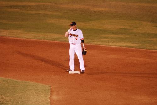 Skip Adams - Skip playing 2nd base at Hi Corbett, Tucson, Arizona, August 31, 2009