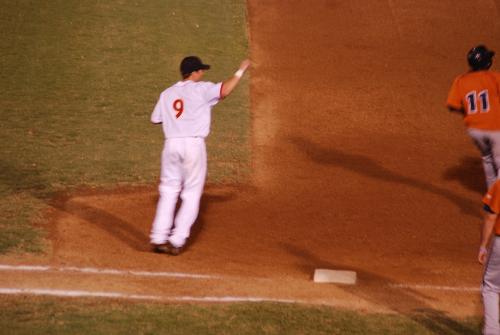 Skip Adams - Skip playing 1st base at Hi Corbett, Tucson, Arizona, August 31, 2009