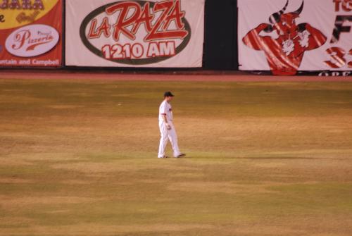 Skip Adams - Skip playing left field at Hi Corbett, Tucson, Arizona, August 31, 2009