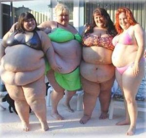 obese ladies in swimwear - they are tubby and proud of it, i just don&#039;t get why anyone would want to limit their mobility and life in this way!