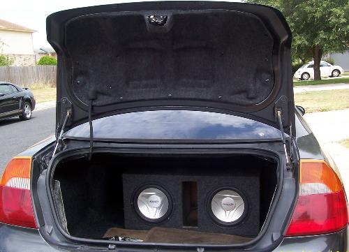 Speaker box in the trunk of car - large speaker box in the trunk of car with 2 woofers.