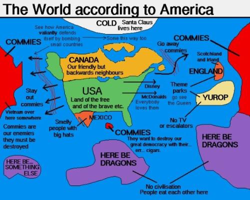 world map according to amrica - the world according to america