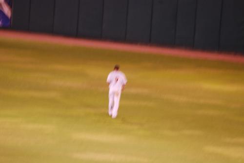 Skip Adams - Skip playing right field in the 8th inning at Hi Corbett, Tucson, Arizona, August 31, 2009
