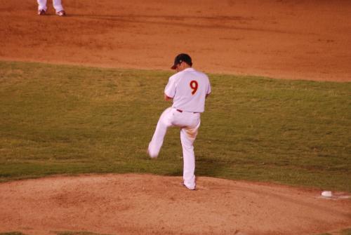 Skip Adams - Skip playing pitcher in the 9th inning at Hi Corbett, Tucson, Arizona, August 31, 2009