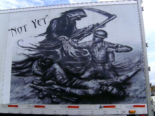 picture of semi trailer - this is the trailer that a guy had made up for his girls that joined the military