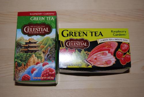 Raspberry Gardens Green Tea - Celestial Seasonings Raspberry Gardens green tea the old and new version with white tea