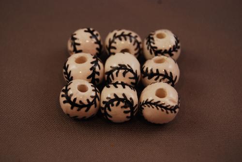 Baseball beads - beads painted like baseballs