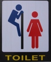 Toilets - Attached here a picture of a unique 'toilet' signage that is quite funny. Can you notice what the 'gents' sign trying to do...lol