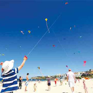 kite - Kites fly over Bondi Beach during the Festival of the Winds in Sydne, Australia.