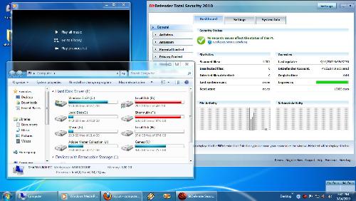 Windows 7 interface - This image is the new interface for the Microsoft's Latest Operating system Windows 7. The Taskbar has been completely changed from the earlier versions of windows. Also it has a the latest windows media player which is capable of playing all sorts of media types, which was a problem with other versions of the windows media player.