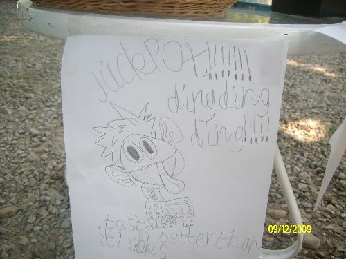 Sign for table - This is a sign my 7 y/o son drew for his rice krispie treat table he had at our yard sale Saturday.