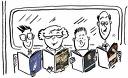 reading bus - picture of people reading on the bus