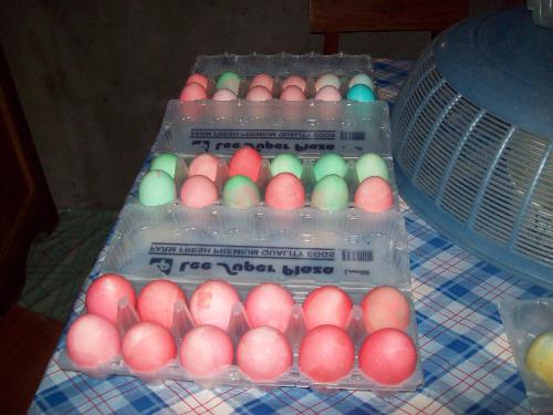 Easter eggs - Easter eggs of different colors for easter egg hunt. Easter Sunday is a holiday too.