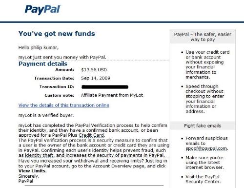 My Mylot 1st payment - Ha... Really happy to post my proof here. The first payment received after a month of joining here.