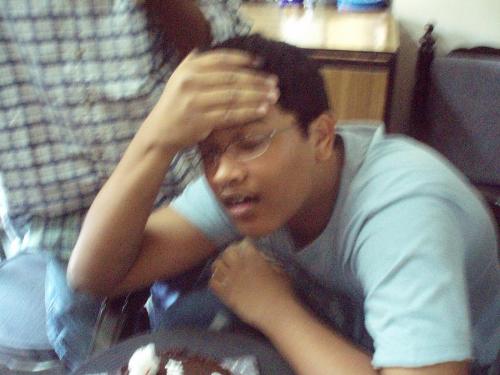 Waiting  - I was waiting for a friend to cut the cake! lolololol